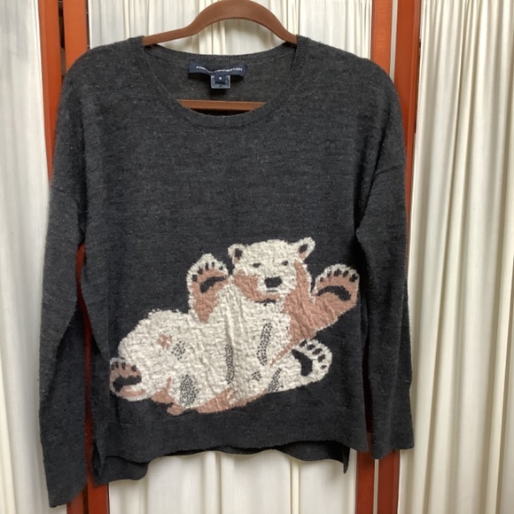 French Connection Wool Sweater With Polar Bear Size Medium - Picture 2 of 10